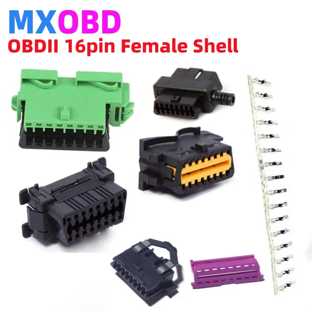 OBD 16 Pin Female Connector Plug with Full Wire Harness Cable Pigtail 16pin Terminal for Volvo/Benz/BMW/Peugeot Car OBD2 Adapter