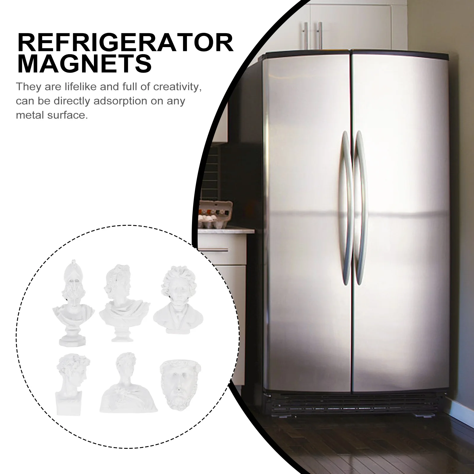 

6Pcs Celebrity Head Sculpture Refrigerator Magnets Lifelike Creative Kitchen Magnets Fridge Decoration Fridge Magnet