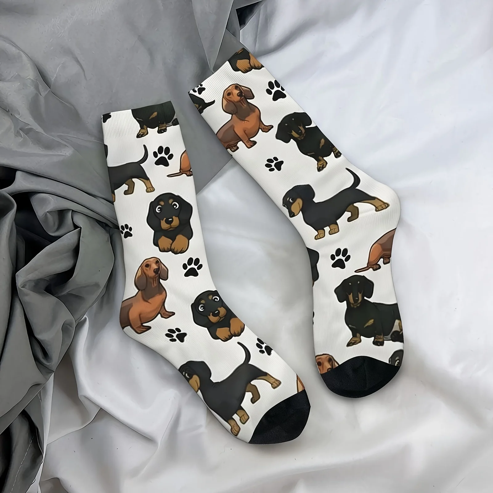 1 Pair Hip Hop Retro Dachshund Dog Cartoons Cute Crazy Men's Compression Socks Unisex Harajuku Pattern Printed Funny