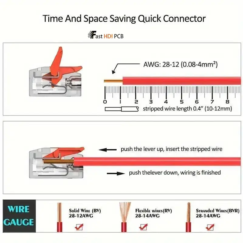 Клеммная колодка быстрого подключения, 2/3/5-портовый прозрачный электрический разъем 250 В с чистой меди, без инструментов для многожильного/твердого провода
