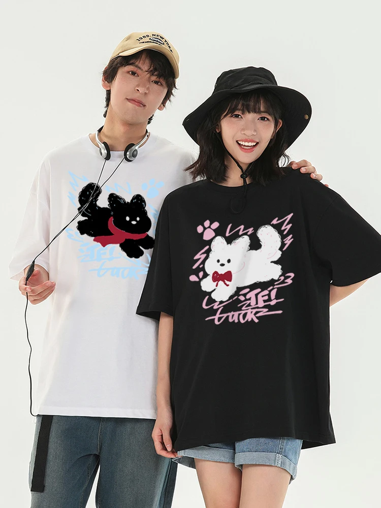 Scarf Puppy Korean Couple T-shirt Summer Cool and Breathable T-shirt 2024 New High-quality Cotton T-shirt