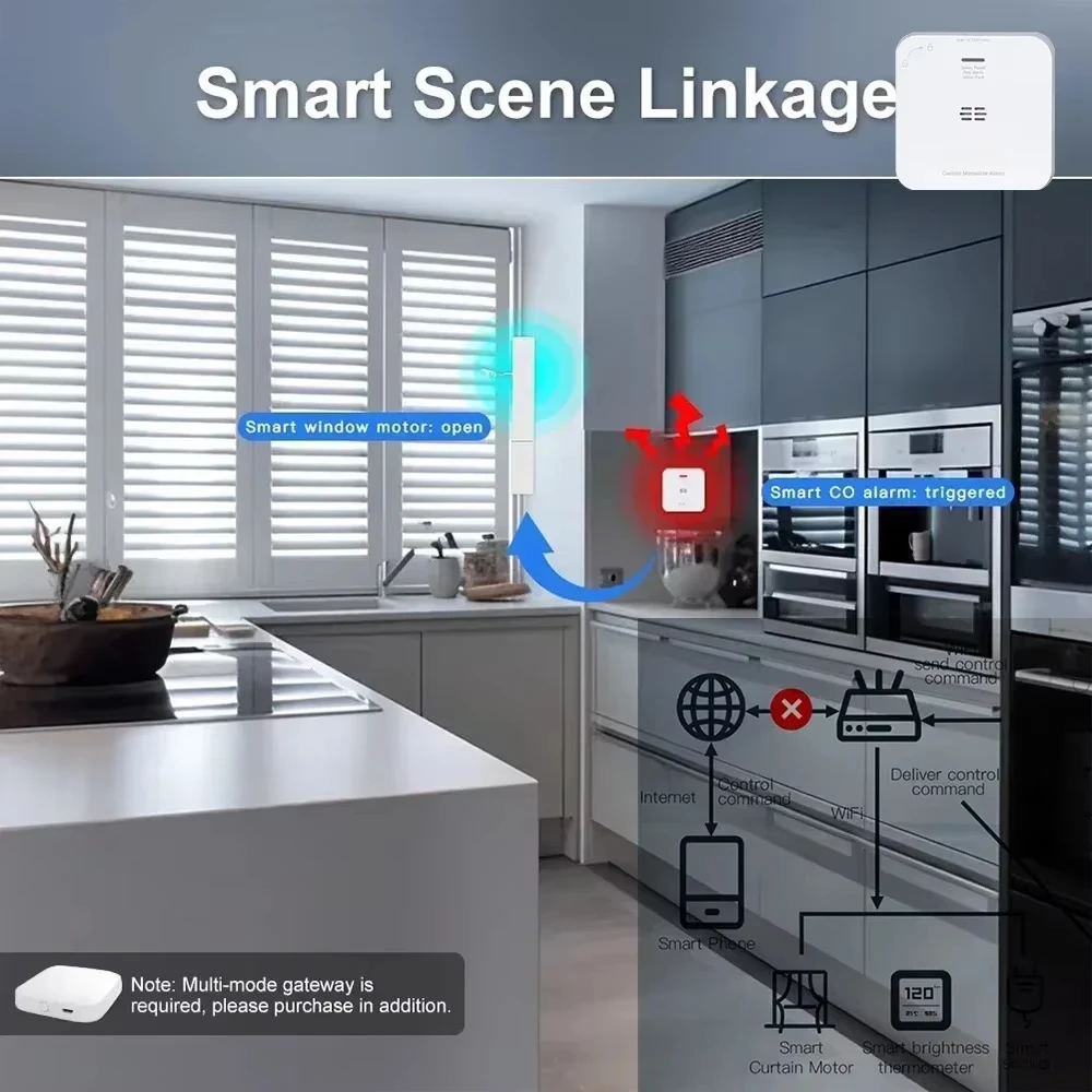 Tuya ZigBee CO Gas Alarm Detector Wireless Monoxide Leak Sensor Detection, Smart Home Gas Security Sensor work with Alexa Google