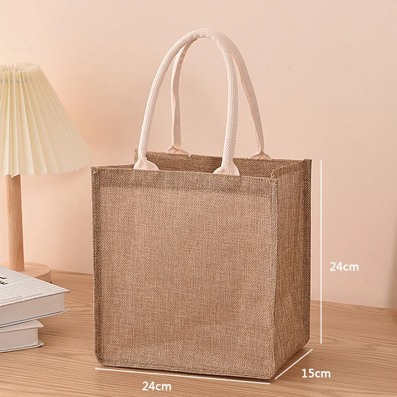 Hemp Bag Hand-painted Cotton Jute Bag Hand Held Imitation Linen Bag Shopping Bag Film Covered Bag Waterproof Hanbag