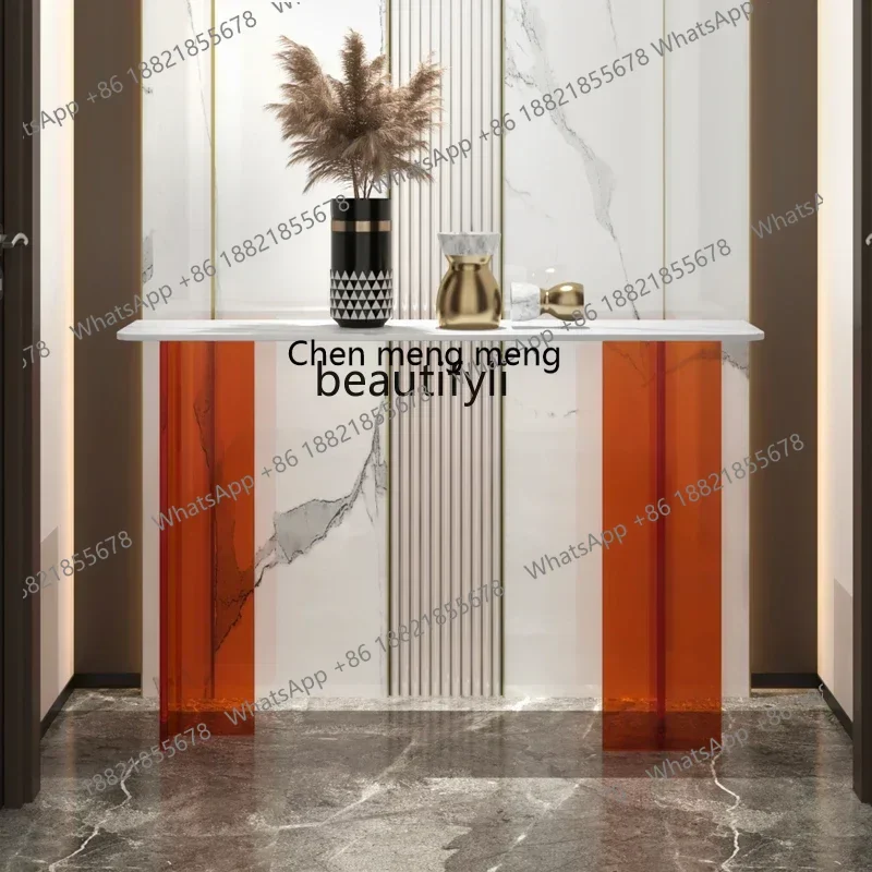 

X 0R CXH Acrylic Stone Plate Console Tables Wall Modern Simple and Light Luxury Home Decoration a Long Narrow Table Side View T