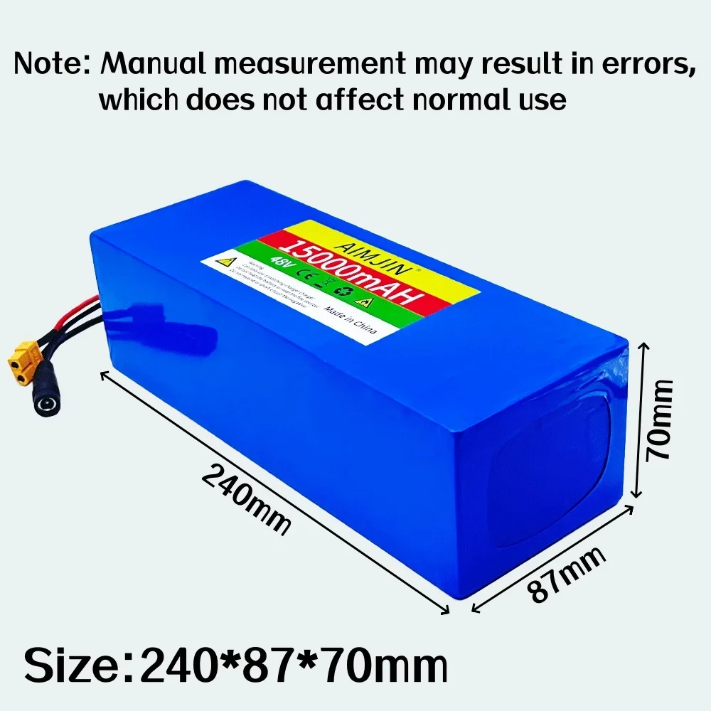 18650 13S4P 48V 15000mAh Lithium Battery Pack,for Electric Scooter Bicycle Li-ion Replacement Batteries with BMS+54.6V Charger