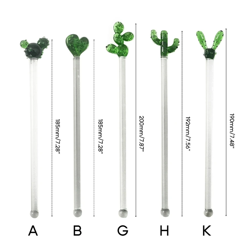 Novel Swizzle Sticks Glass Coffee Stirrers Cactus Shape Stirring Sticks Reusable Stirrers Stir Cocktail Drink  87HA