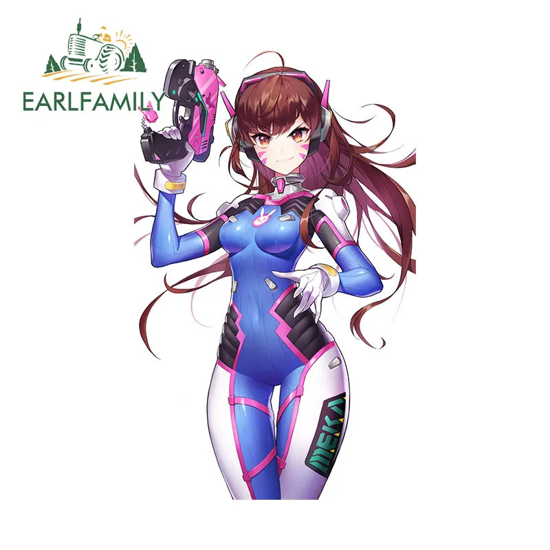 

EARLFAMILY 13cm x 8.1cm for Personality D.Va Car Stickers Vinyl Car Wrap Decal Air Conditioner Creative Graphics Caravan Decals