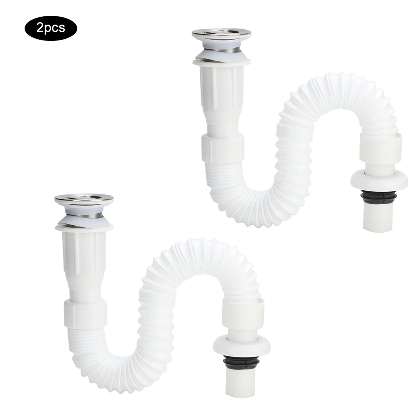 

2Pcs Flap Type Flexible Bathroom Basin Water Drain Hose Pipe Draining Accessories