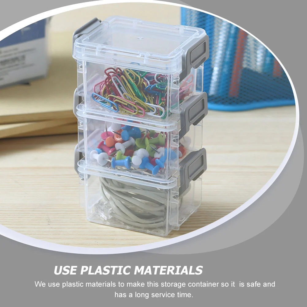 6 Pcs Storage Bins Transparent Box Plastic Jewelry Container Desktop Organizer Case Small Sundries Makeup Travel