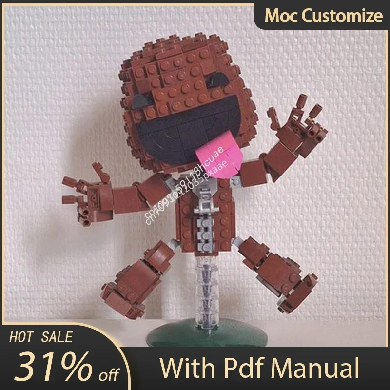 478pcs Sackboy 모델 장식품 Moc 빌딩 블록 DIY 크리 에이 티브 조립 벽돌 장난감 어린이 교육 생일 크리스마스 선물