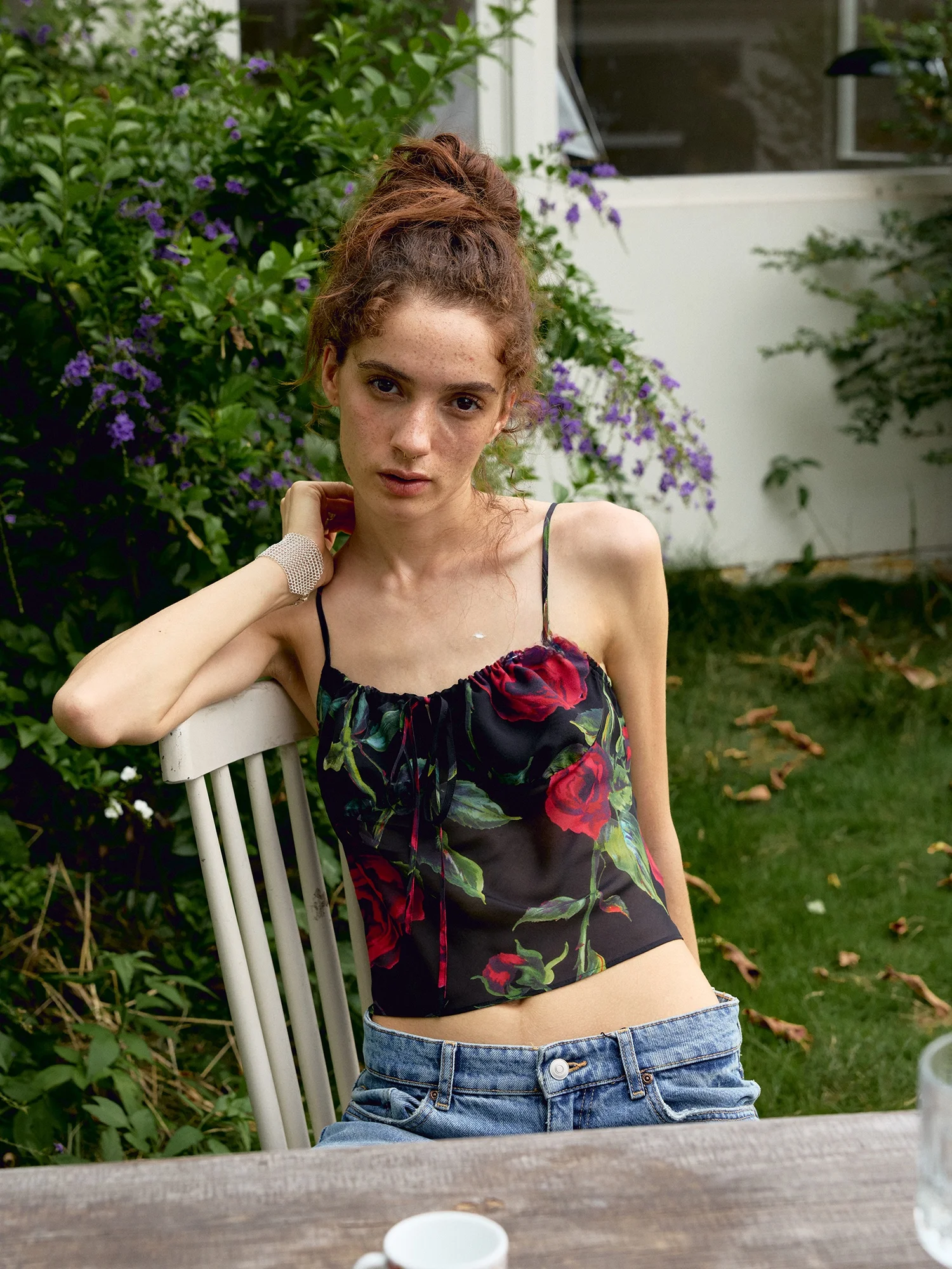 

Ретро-топ из шелка с принтом роз, женская майка-белье, шелковый топ на бретельках, прямой крой, летний, для офиса