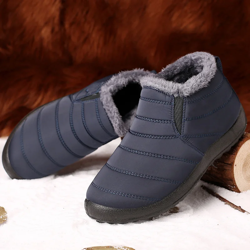 Men Boots Snow Plush Men\'s Boots Warm Fur Male Winter Boots Men Shoes Waterproof Shoes Outdoor Hiking Man Footwear