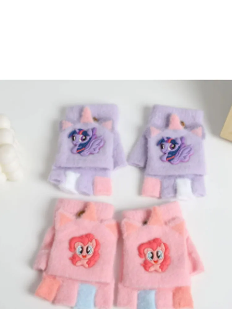 قفازات الشتاء سميكة الدافئة الكرتون نصف غطاء الإصبع دراجة الكتابة نصف إصبع غطاء الوجه الاستخدام المزدوج #1