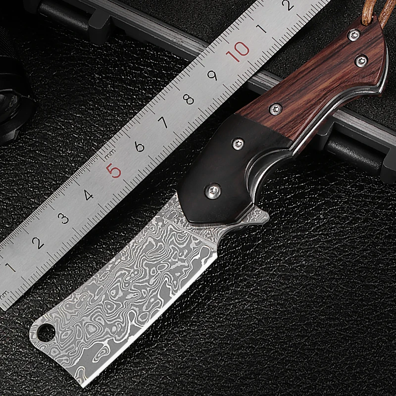 

Damascus Steel Folding Knife Outdoor Pocket Knife Protective Carrying Folding Knife High Hardness Sharp Razor Mini Fruit Knife