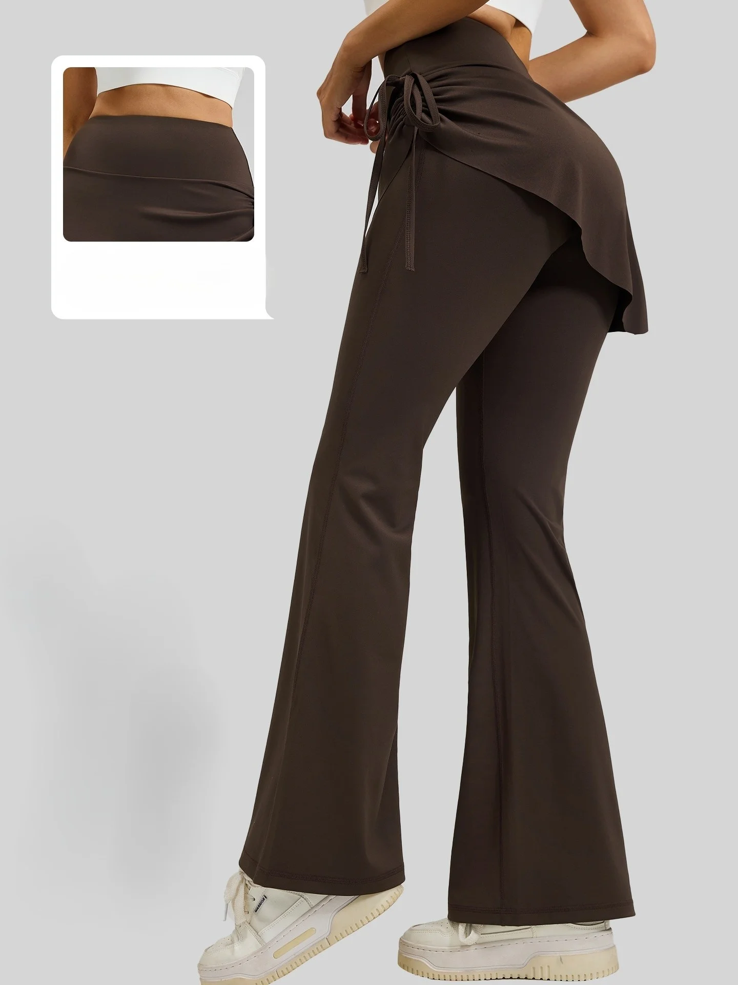 

Брюки для йоги, качественные женские осенне-зимние брюки с v-образной талией, невидимые, затягивающие, длиной до икры, для отдыха, с расклешенным низом, в пригородном стиле, элегантные Ins