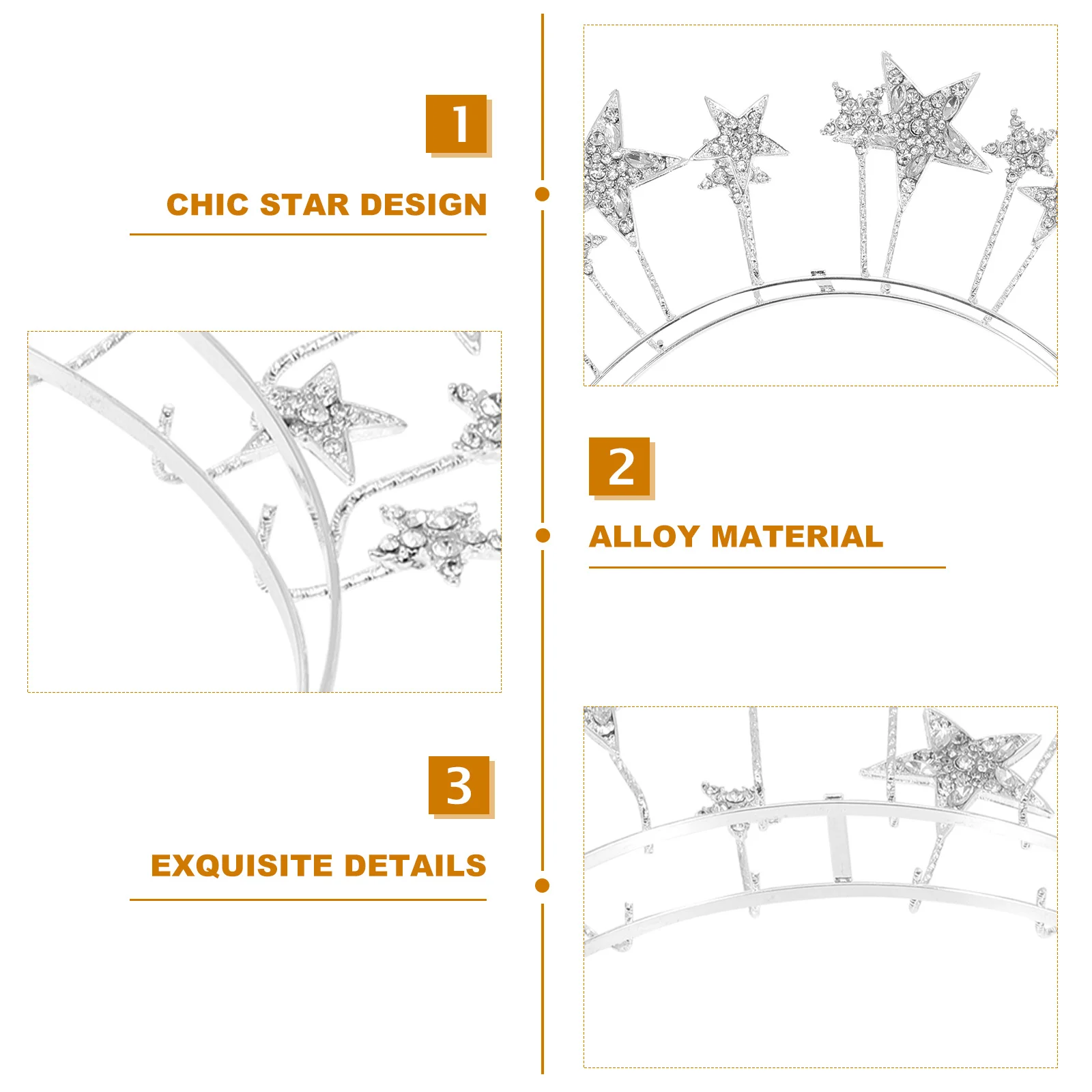 

Shiny Star Headband Silver Durable Lightweight Bridal Headwear Wedding Bride Headdress Decorative Rhinestone Hair Accessories