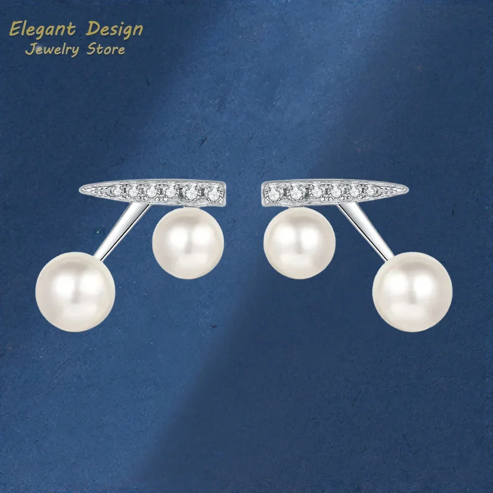 

Sparkling PT950 Platinum Cherry Earrings, Sweet Cute Inlaid 13 Point Moissanite Pearl Earrings for women High-end Jewelry Gifts