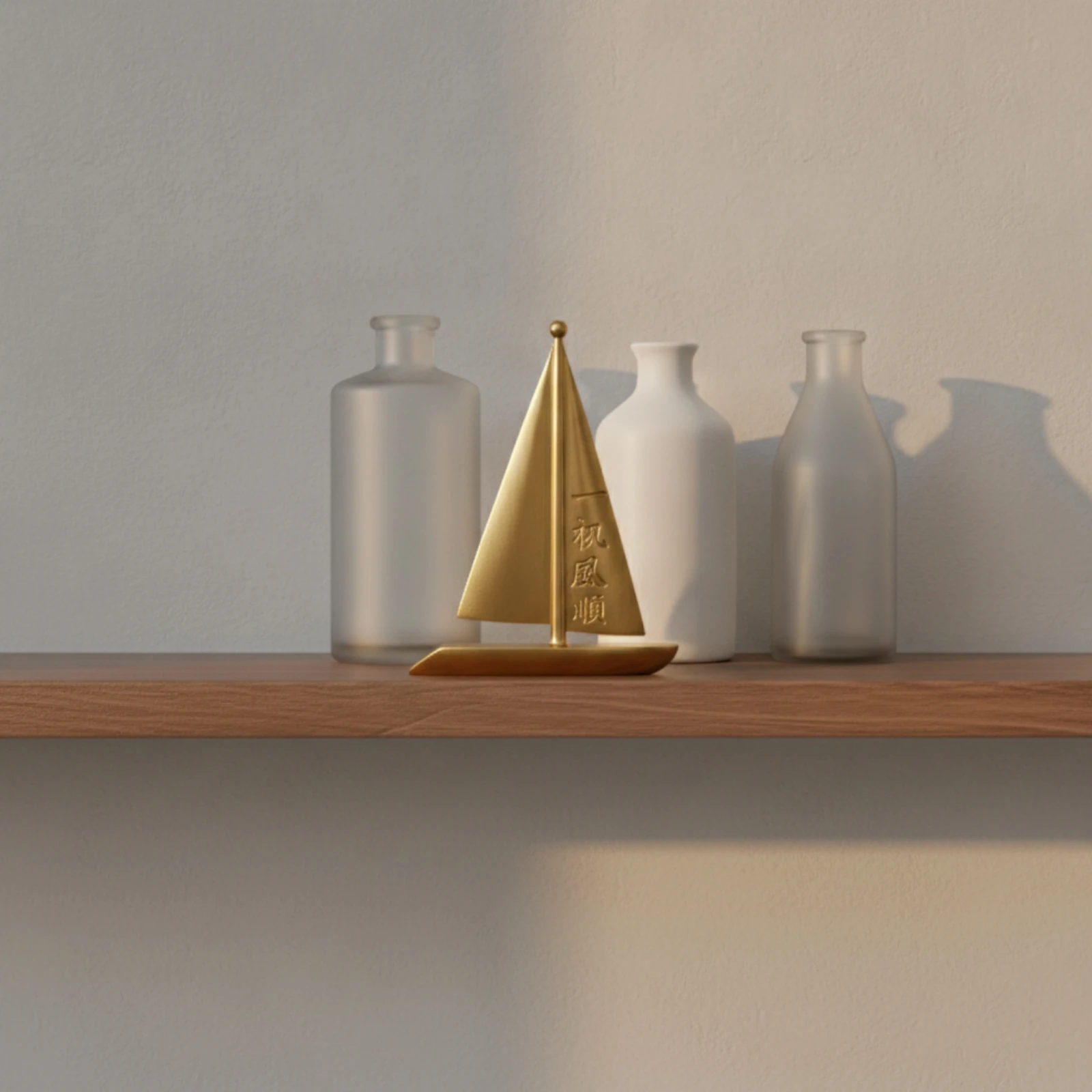 Décoration de bateau à voile en laiton, design minimaliste, statue de bateau à voile stable, figurine de bateau à voile dorée, pré-assemblée