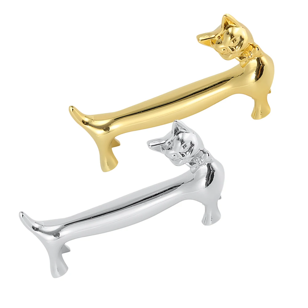 

2 Pcs Metal Cat Chopstick Holder Easy to Clean Golden Silver Color Tableware Rest Zinc Alloy Kitchen Decor