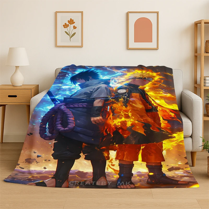 Retro Anime N-Naruto Cartoon I-Itachi Flannel Throw Blanket,Warm Cozy Blanket for Bed,Sofa,Couch,Bedroom,Living Room,Office,Gift