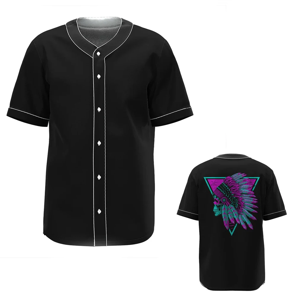 Camisa de béisbol con calavera para hombre, camisa de estilo Retro con personalidad, para ir a la Oficina, novedad de verano, MB25, 2024