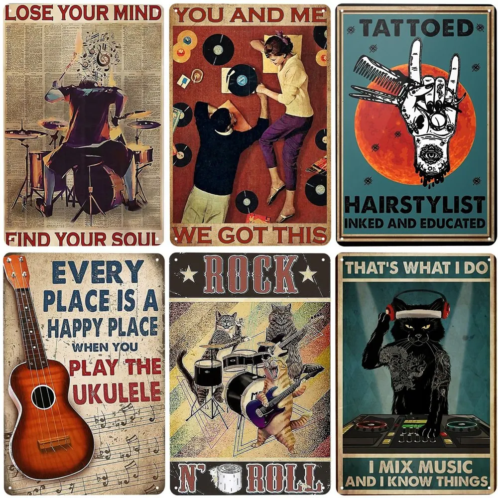 Guitar Vintage Metal Sign für Bar, Café, Wohn dekor, Rock'n'Roll Art Poster, Musik und Plummer, Verlieren Sie Ihren Verstand, finden Sie Ihre Seele N446 – Detail 1
