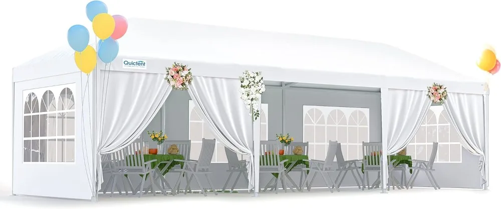 Carpa de Fiesta 10x30, Gazebo, Carpa para Bodas, Carpa para Fiestas, Barbacoas, Pabellón con Paredes Laterales Extraíbles y Elegante Diseño de Iglesia