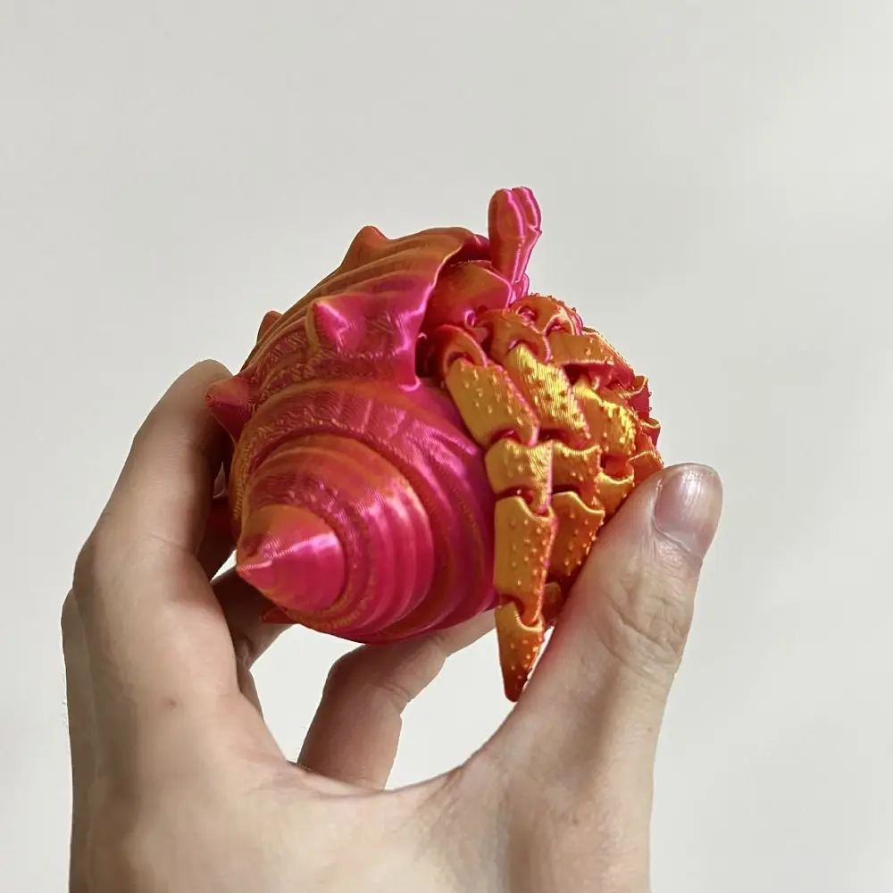 Removable 3D Printed Hermit Crab Conch Shell Simulation 3D Printed Paguroidea Flexible Poseable Joints 3D Articulated Crab Toys