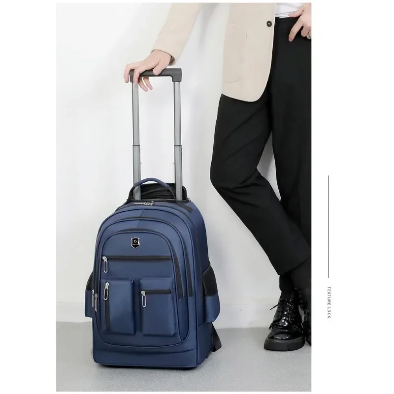 Men\'s New Large-capacity Travel Backpack Trolley Business Computer Bag with Wheels Women\'s Multi-layer Trolley Luggage Bag