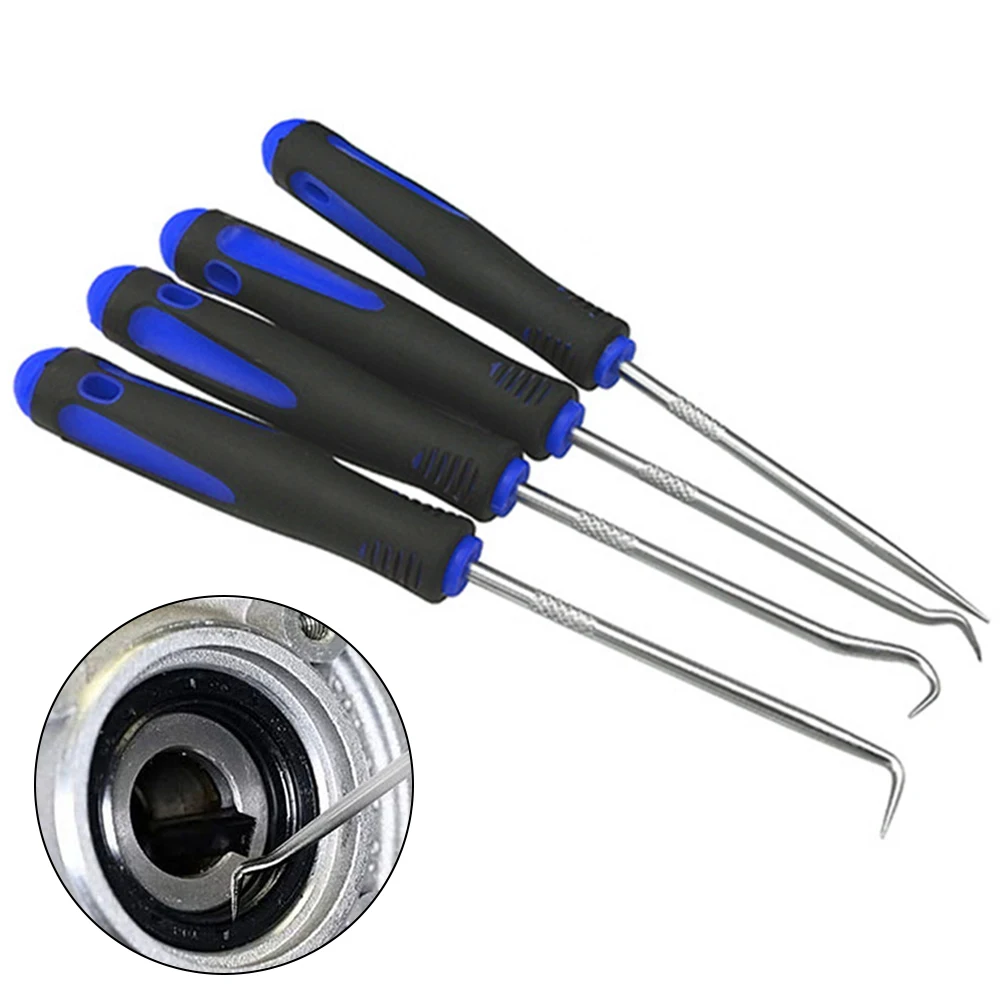 4Pcs 165mm Car Auto Vehicle Oil Seal Screwdrivers Set O-Ring Seal Gasket Puller Remover Pick Hooks Tools Sealing Tools Blue