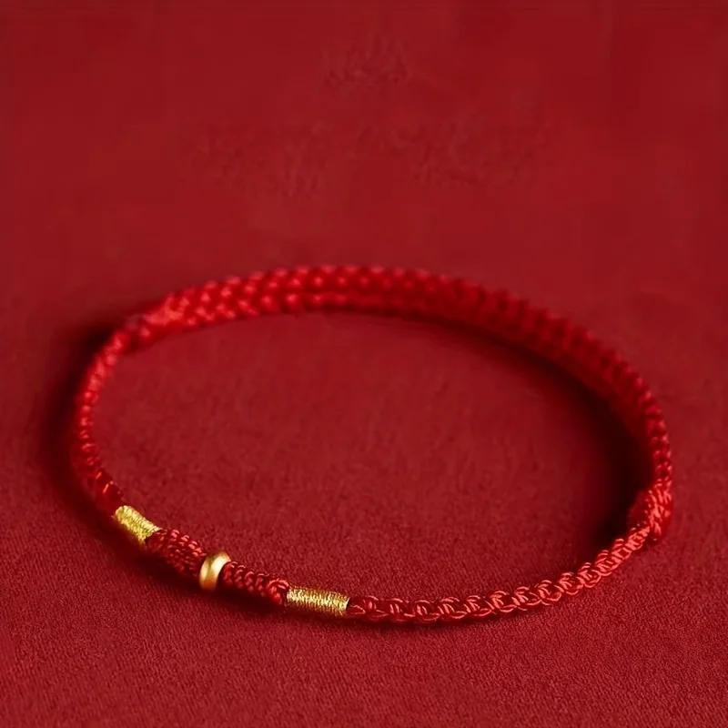 Fashionable Hand Woven Red Color String Bead Bracelet, Adjustable Bracelet for Couples, Holiday Party Accessories Gifts