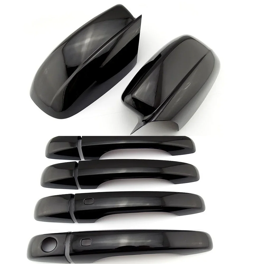 

Glossy Black and Chrome Highlight ABS Car Door Side Mirror Covers Door Handle Trim Cover for Chrysler 300/300c 2011-2016