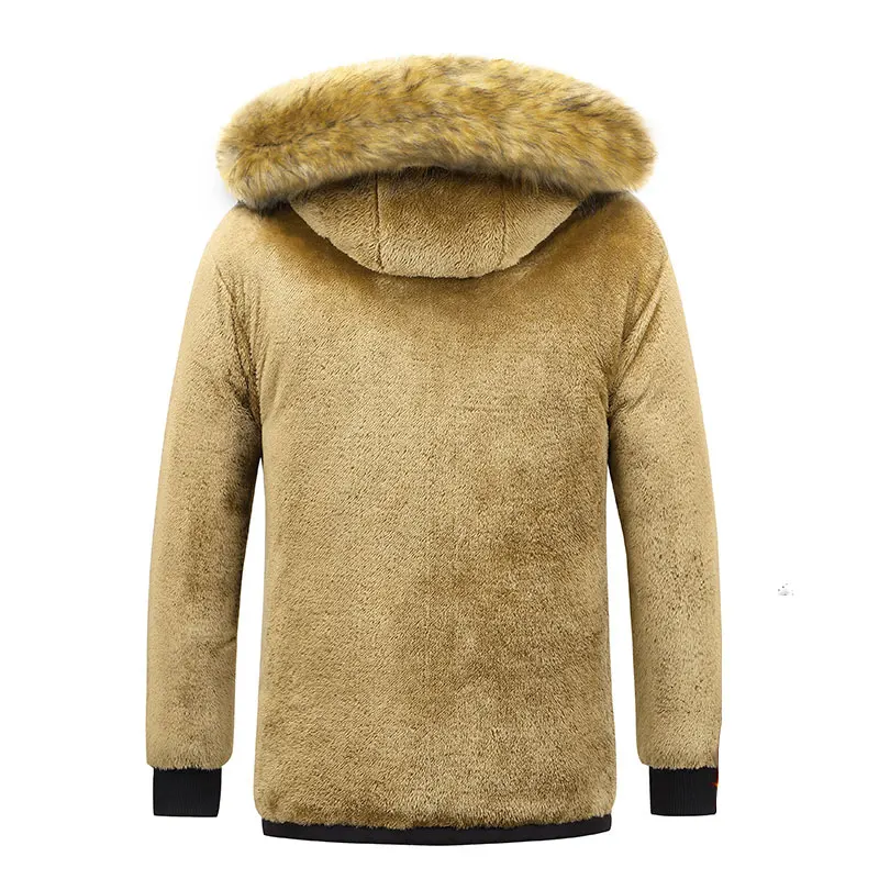 Thick Warm Winter Parka Men Fleece Hooded Men Outdoor Winter Jacket Coat Military Cargo Jackets Mens Plus Size Velvet Warm Coat
