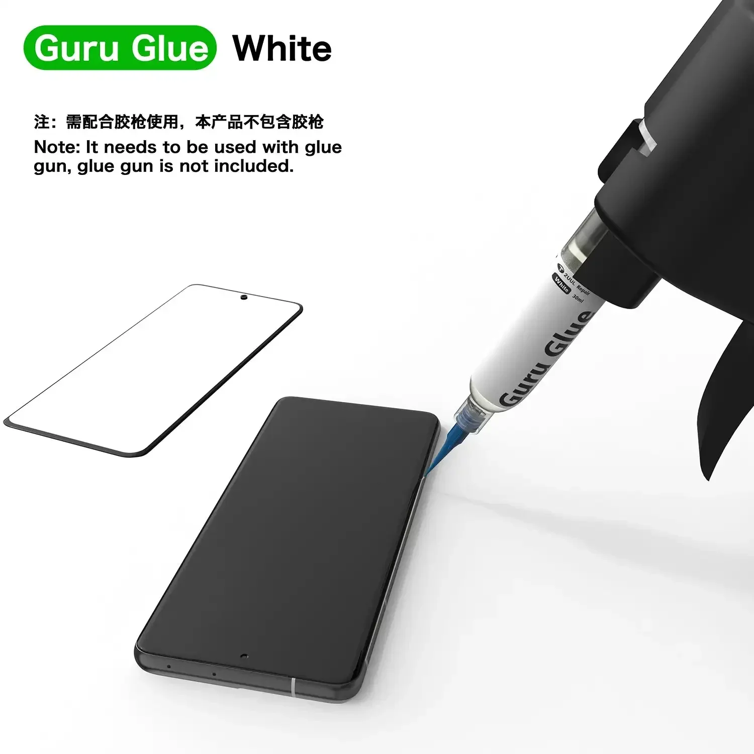 2uul Guru Lijm/Zachte Buffer Lijm Voor Telefoon Reparatie 30Ml (Zwart En Wit)/Mobiele Frame Lijm/Mobiele Lcd Reparatie Lijm Gereedschap