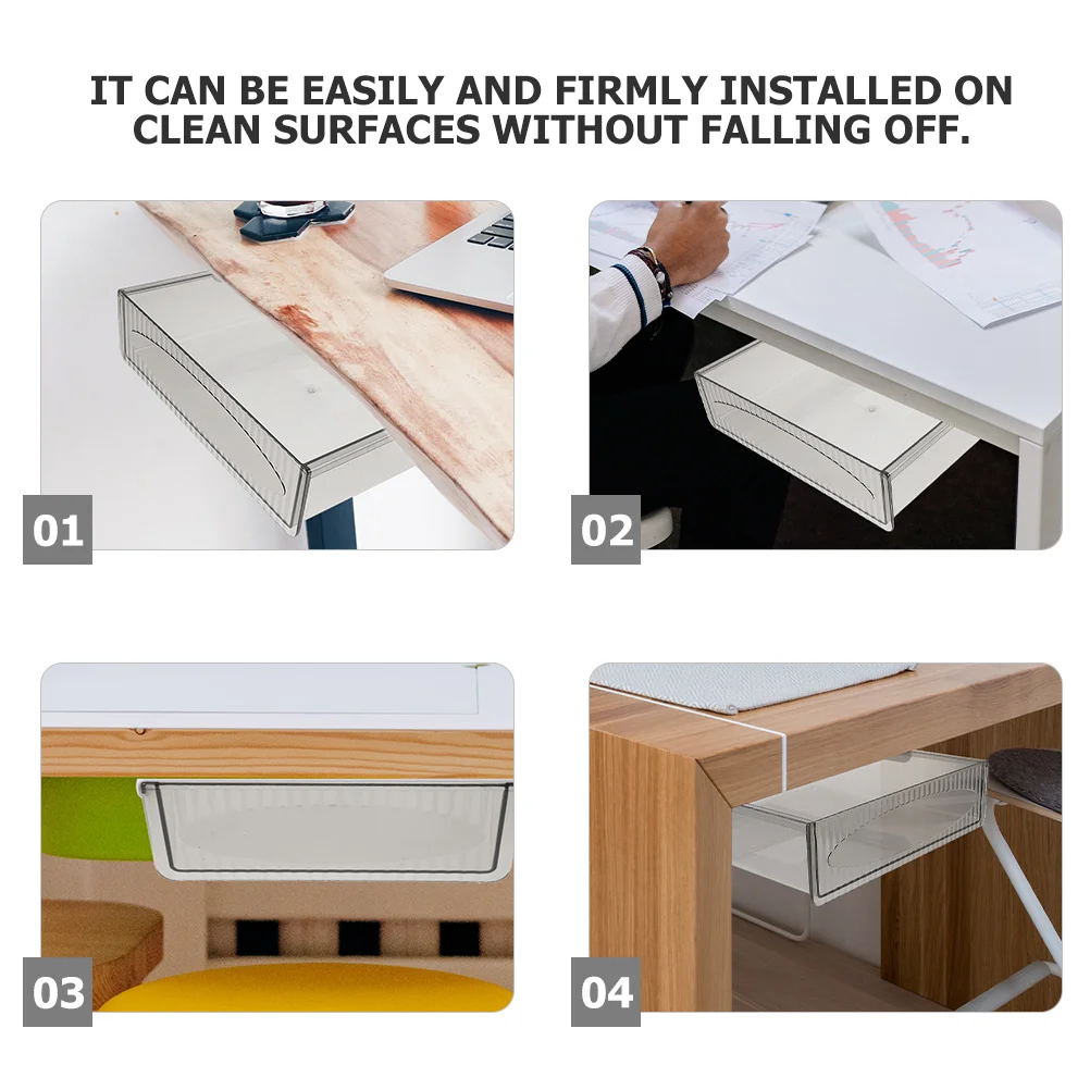 

Under Desk Storage Organizer Box Adhesive Drawer Plastic Desk Organizer for Office Cosmetics Stationery and