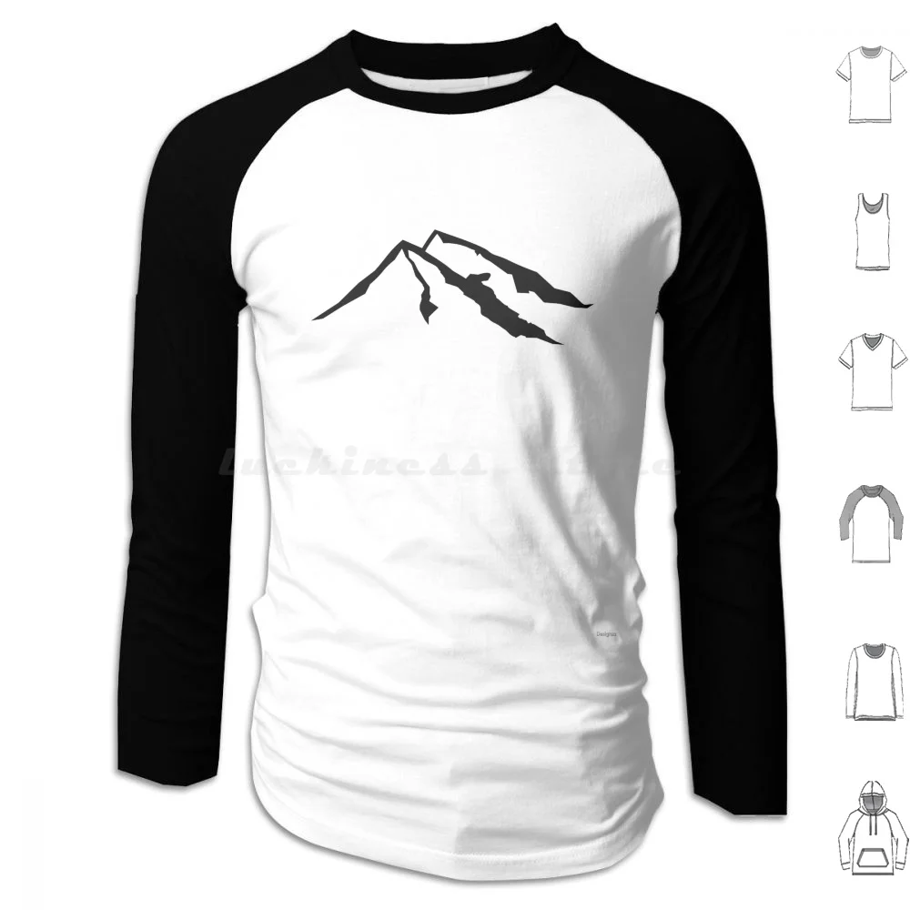 Mountains Hoodie cotton Long Sleeve Mountains Winter Snow Snowboard Skiing Nature Volcano Climbing Sports Ski Black