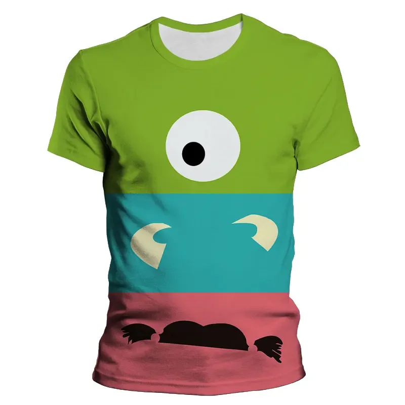 2024 Disney Summer Monsters, Inc. Men T-shirts Short Sleeves 3D Print Children Oversize T Shirt Cartoon Anime Tee Tops