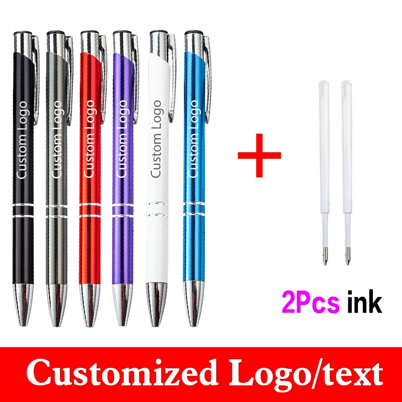 3Pcs/Set New Metal Ballpoint Pen Business Advertising Gift Pen Get 2 Ink Custom Logo Student Creative Prize Engraving Wholesale