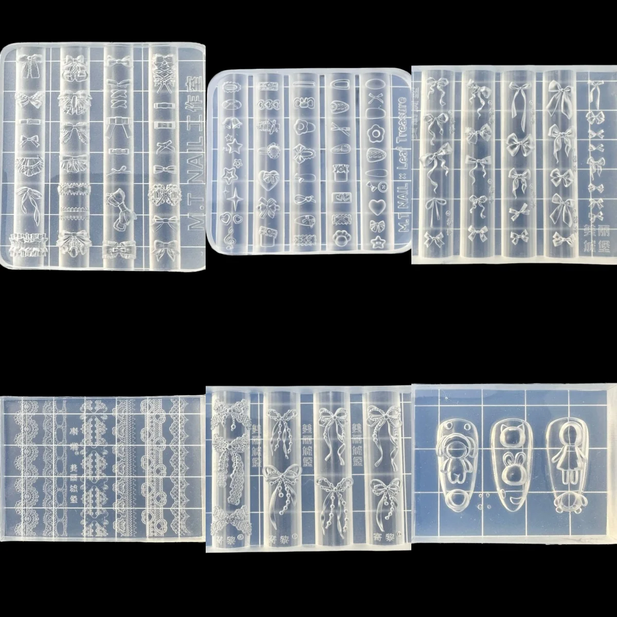 1Pc Bowknot Spitze Silikon Nagel Form Süße Blume Herz Spitze Transparent Nägel Vorlagen DIY Nail art Decor Maniküre Design werkzeug