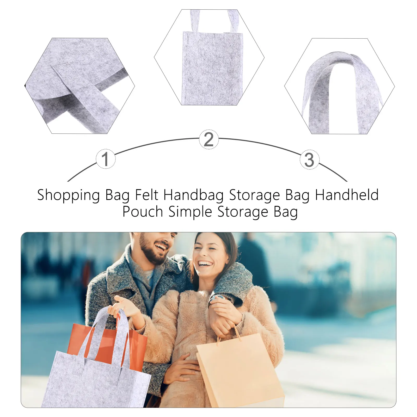 

Felt Shopping Bag Eco Friendly Reusable Tote Bag Storage Portable Pouch Grocery Bags Travel Use Supermarket