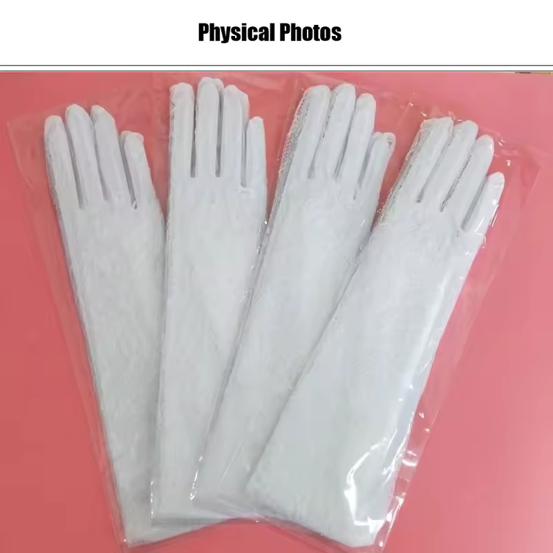 WG054 Wedding Bridal Long Gloves Eyelash Edge Lace Appliqed Finger Bride Handschuh White Gloves Women Prom Opera Gloves - Image 5