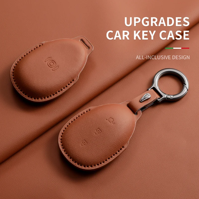 

Leather Car Key Case Cover Full Coverage for Changan Qiyuan Q07 A07 A05 Q05 2025 2026 Car Key Case Shell Protector Accessories