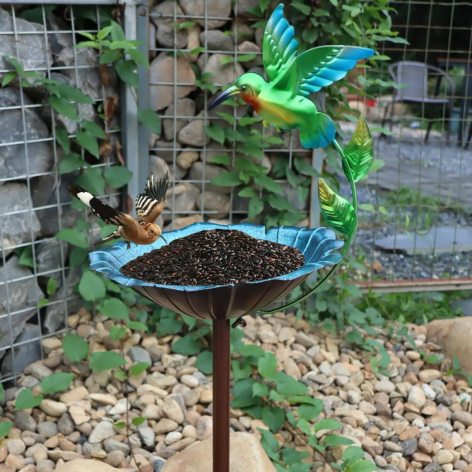 

Metal Bird Bath for Outside Yard Decor Birdfeeder Sturdy Decorative Bird Feeder