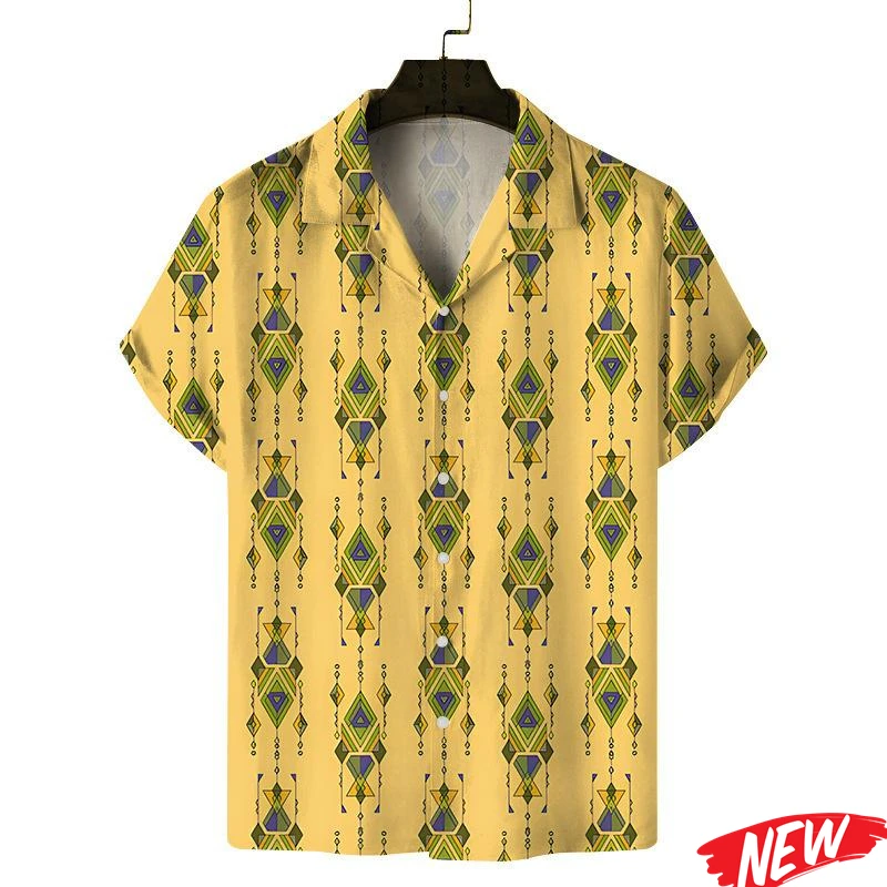 

Fashion 3D Printed Hawaiian Shirt Men Clothing Summer Beach Holiday Harajuku Pattern Oversized Short Sleeves Tops Lapel Bouse