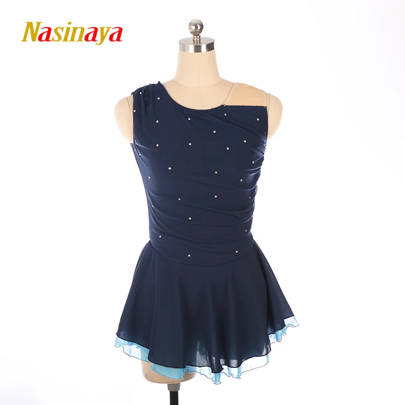Figure Skating Performance Dress, Children's Adult Girls' Competition Grade Exam Skirt, Sleeveless view 3