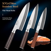 TURWHO Kitchen Knives Yanagiba Fish Head Cleaver Chef Knives Japanese Sashimi Knife Deba Salmon Sushi Filleting Kitchen Tools