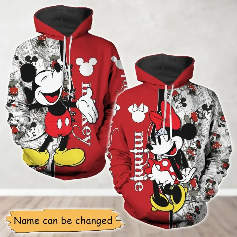 

2PCS Mickey Minnie Couple Hoodie Fashion Cartoon Stitch Angel Streetwear Adult Women Men Long Sleeve Pullover Autumn Casual Tops