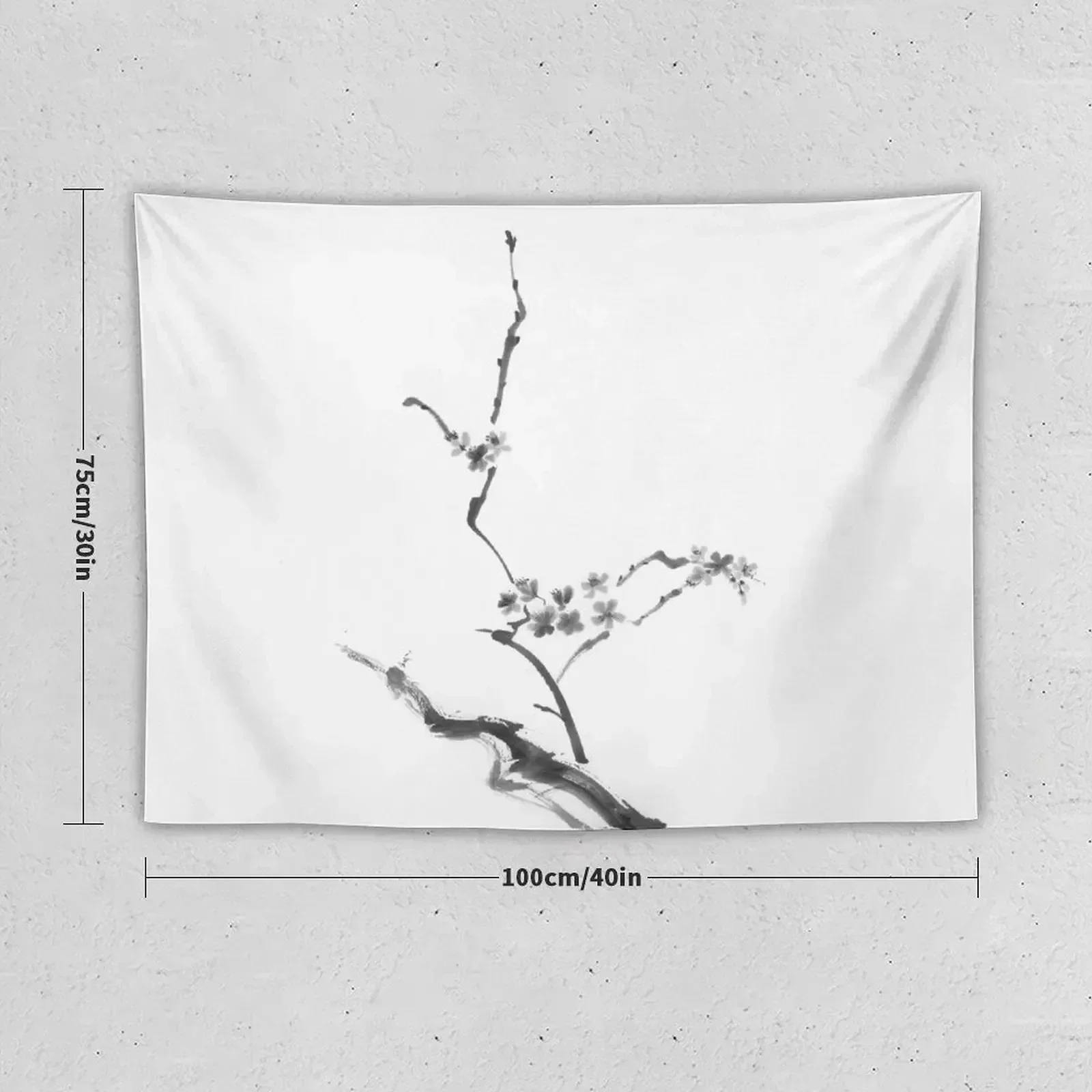 Sakura blossom artistic Japanese Zen Sumi-e painting on white rice paper art print Tapestry Home And Comfort Decor Tapestry