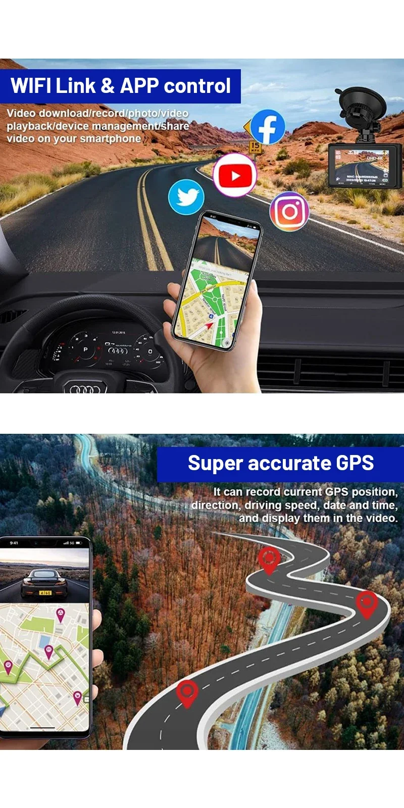 Best Seller Hot Selling High-Quality 4K Car Camera Dvr Universal Dash Cam Night Vision Driving Recorder With Rear Camera