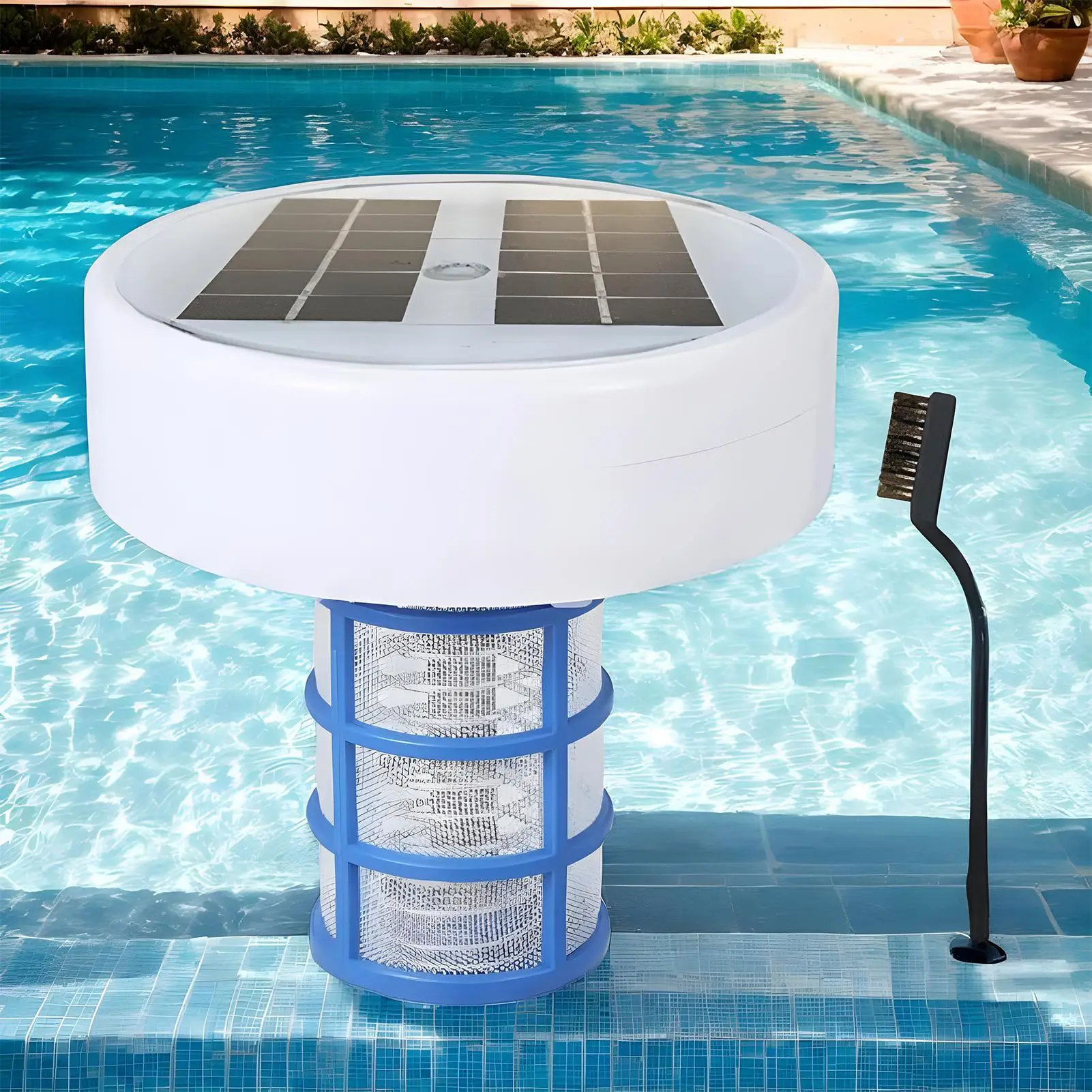 

Solar Powered Pool Ionizer 85% Less Chlorine Automatic Pool Cleaner RGB Night Light Copper Anode Water Purifier Algae Inhibitor